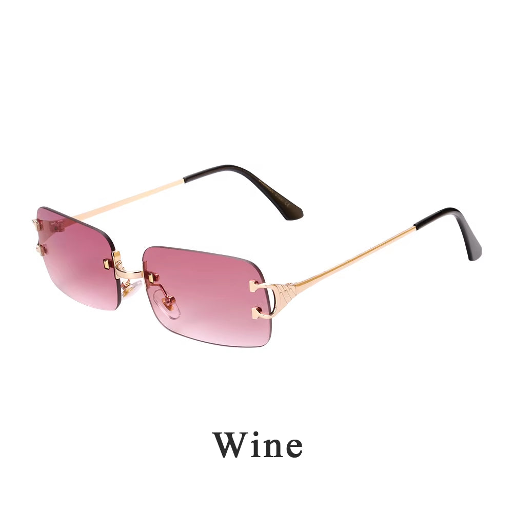 2025 Rimless Sunglasses UV400 Fashion Square Metal Glasses for Men Women Designer Man'S Brand Sun Shades for Outdoor