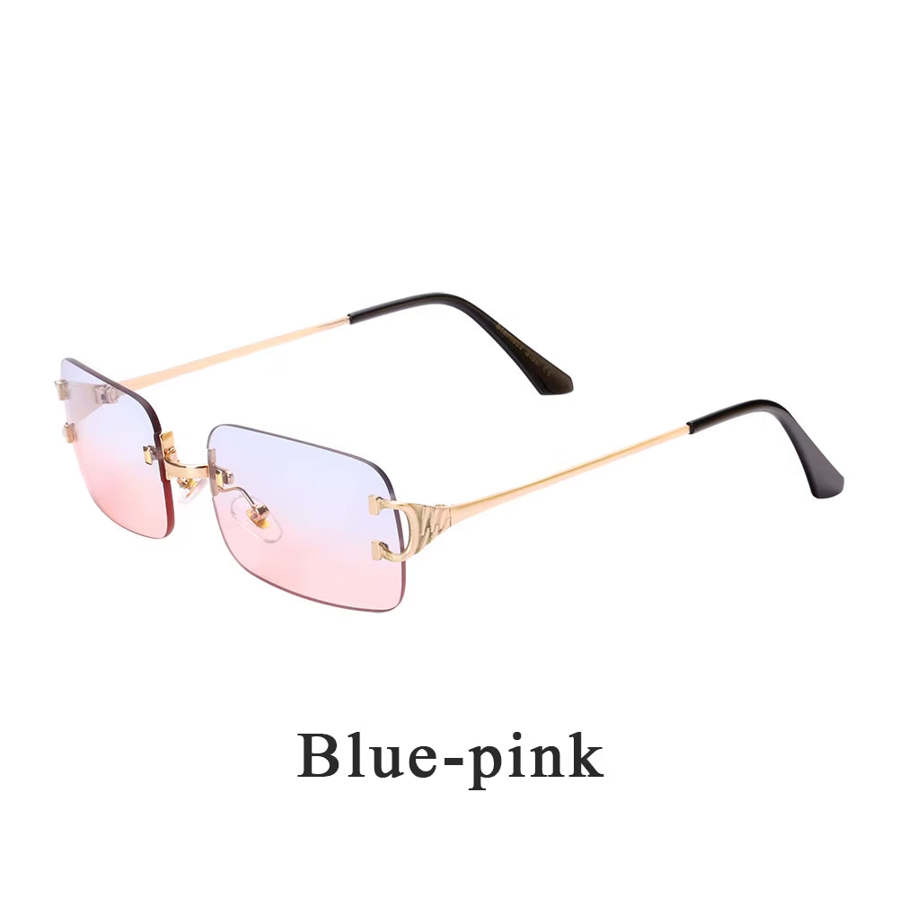 2025 Rimless Sunglasses UV400 Fashion Square Metal Glasses for Men Women Designer Man'S Brand Sun Shades for Outdoor
