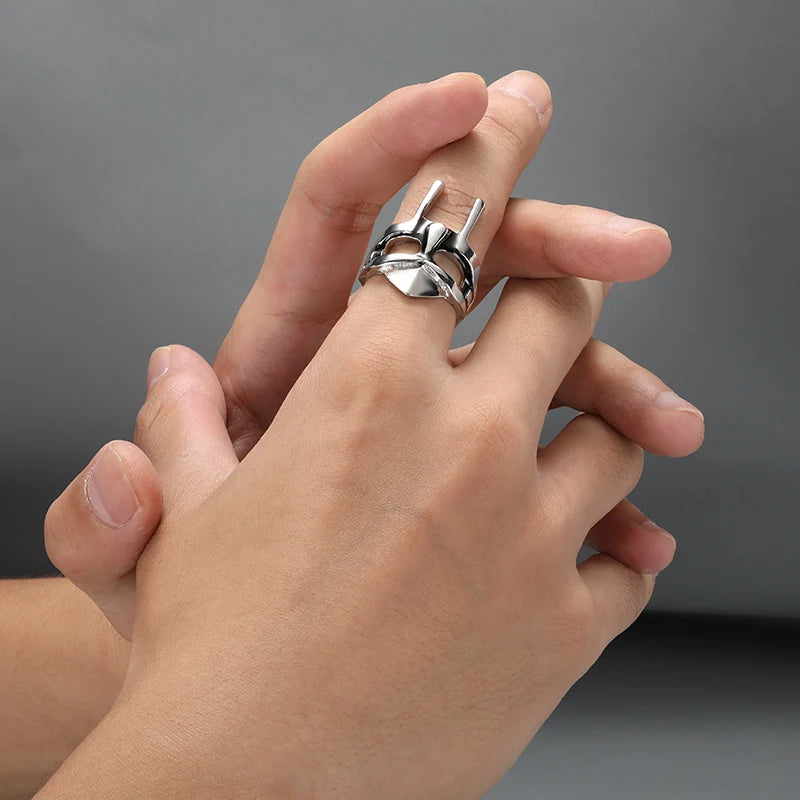 Classic Retro MF DOOM Mask Rings for Men Gladiator Jewelry Punk Style Egyptian Pharaoh Male Ring Hip Hop Party Goth Accessories