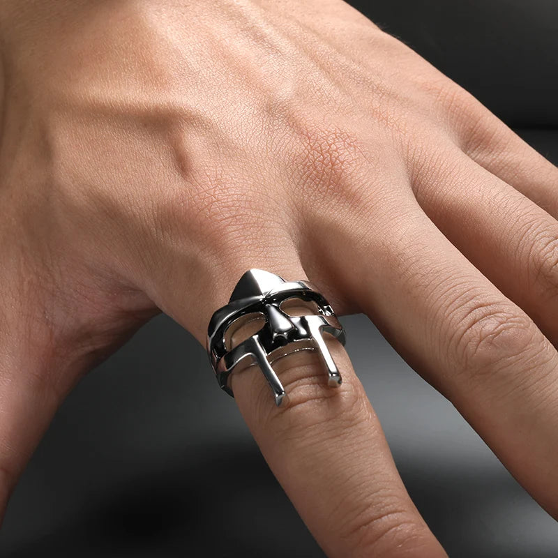 Classic Retro MF DOOM Mask Rings for Men Gladiator Jewelry Punk Style Egyptian Pharaoh Male Ring Hip Hop Party Goth Accessories