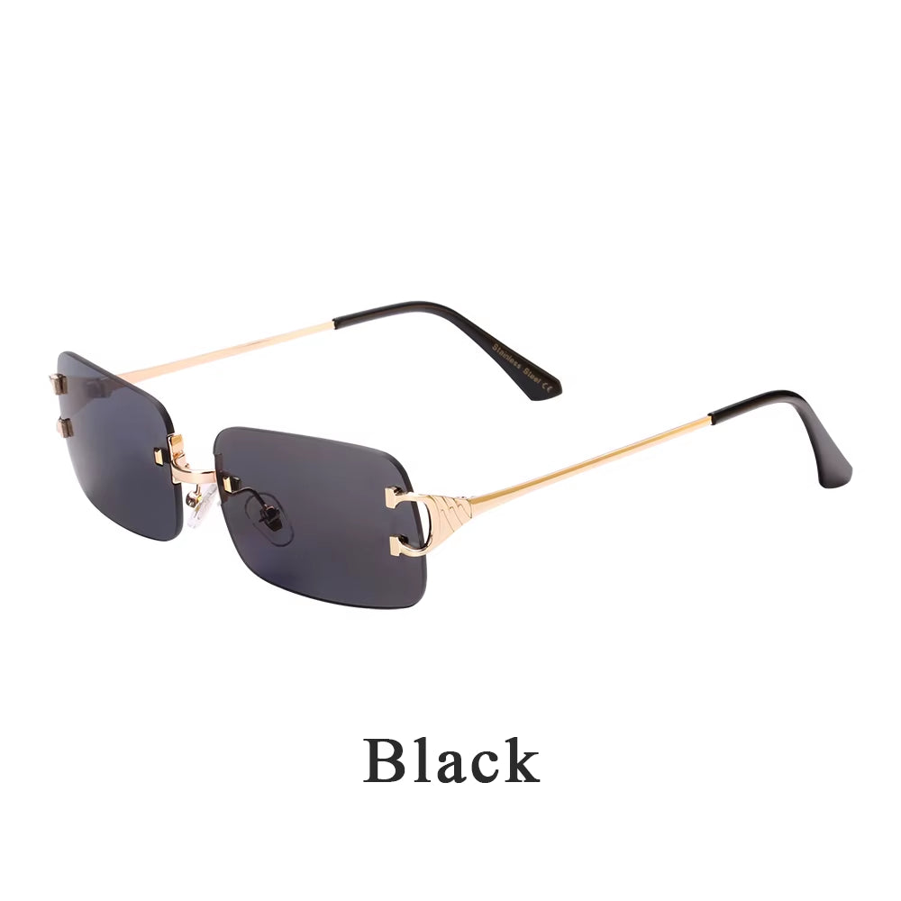 2025 Rimless Sunglasses UV400 Fashion Square Metal Glasses for Men Women Designer Man'S Brand Sun Shades for Outdoor