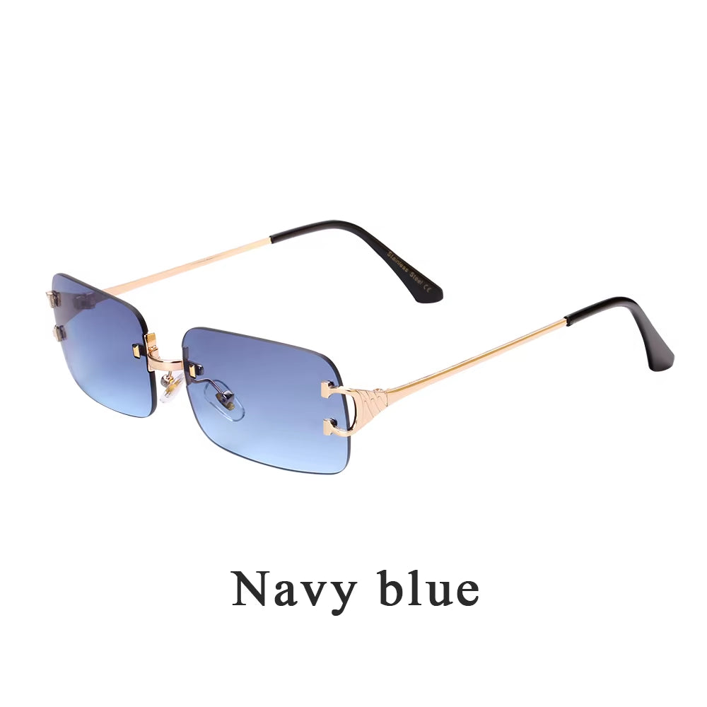 2025 Rimless Sunglasses UV400 Fashion Square Metal Glasses for Men Women Designer Man'S Brand Sun Shades for Outdoor