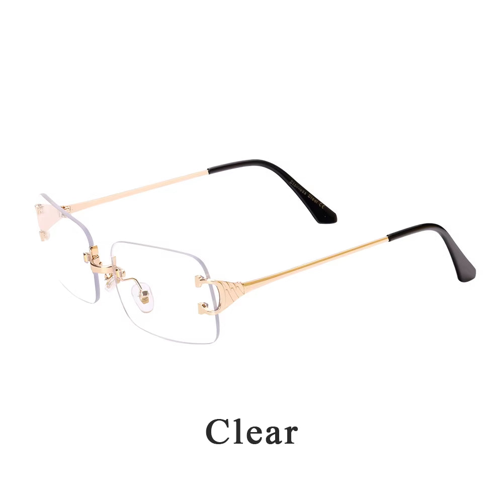 2025 Rimless Sunglasses UV400 Fashion Square Metal Glasses for Men Women Designer Man'S Brand Sun Shades for Outdoor