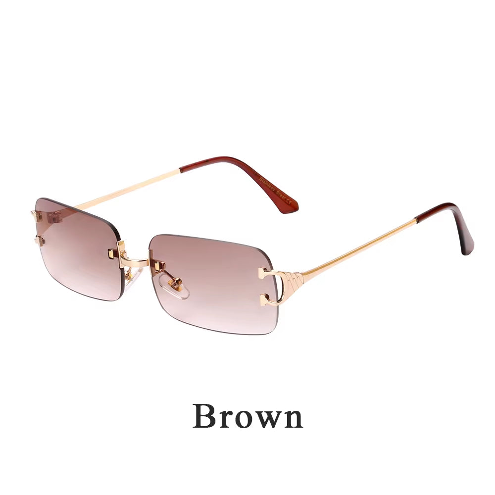 2025 Rimless Sunglasses UV400 Fashion Square Metal Glasses for Men Women Designer Man'S Brand Sun Shades for Outdoor