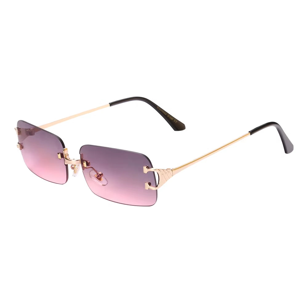 2025 Rimless Sunglasses UV400 Fashion Square Metal Glasses for Men Women Designer Man'S Brand Sun Shades for Outdoor