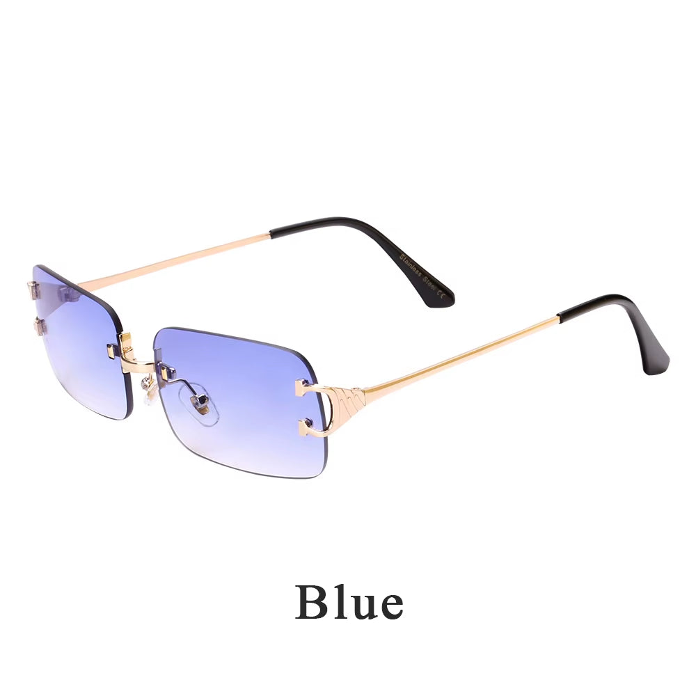 2025 Rimless Sunglasses UV400 Fashion Square Metal Glasses for Men Women Designer Man'S Brand Sun Shades for Outdoor