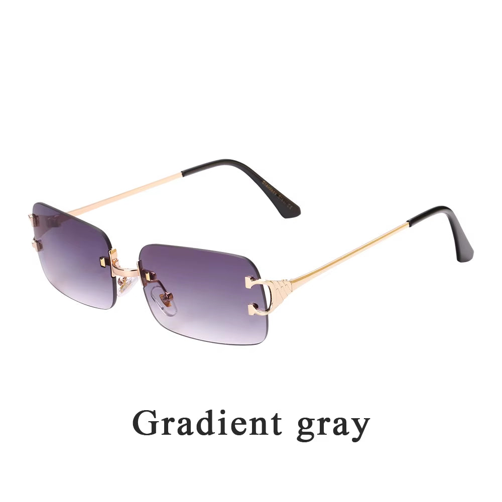 2025 Rimless Sunglasses UV400 Fashion Square Metal Glasses for Men Women Designer Man'S Brand Sun Shades for Outdoor