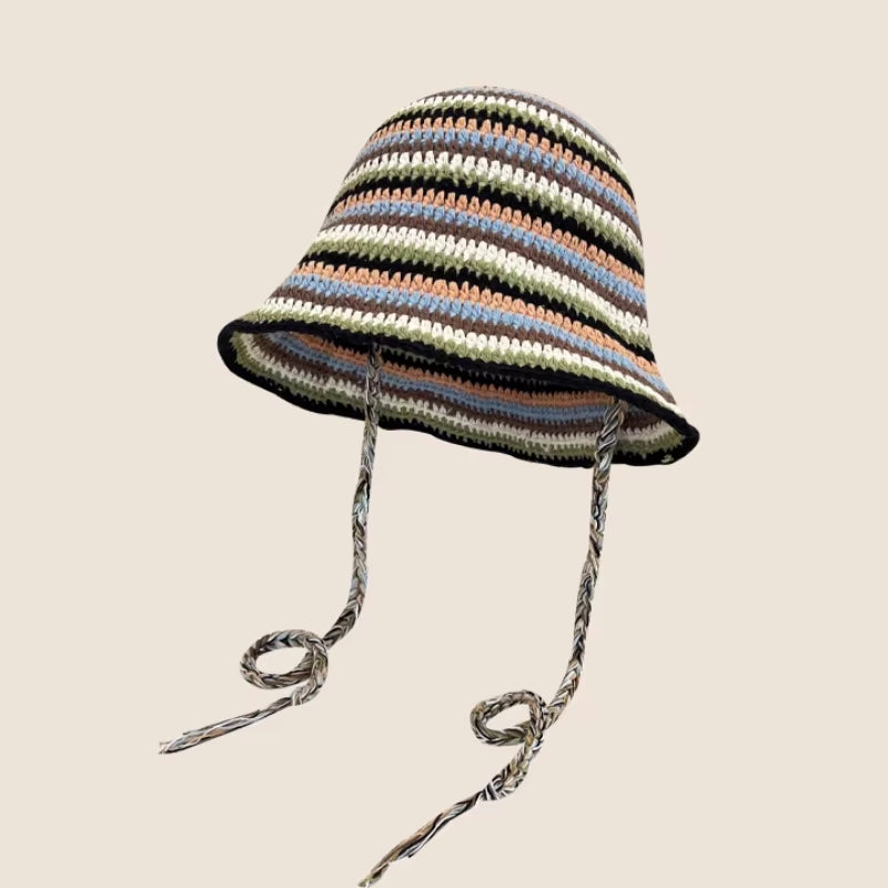 2024 Spring New Crochet Hat Korean Handmade Bucket Hat Women'S Weaving Knitted Hat Y2K Fashion Flowers Autumn Winter Ins Beanies