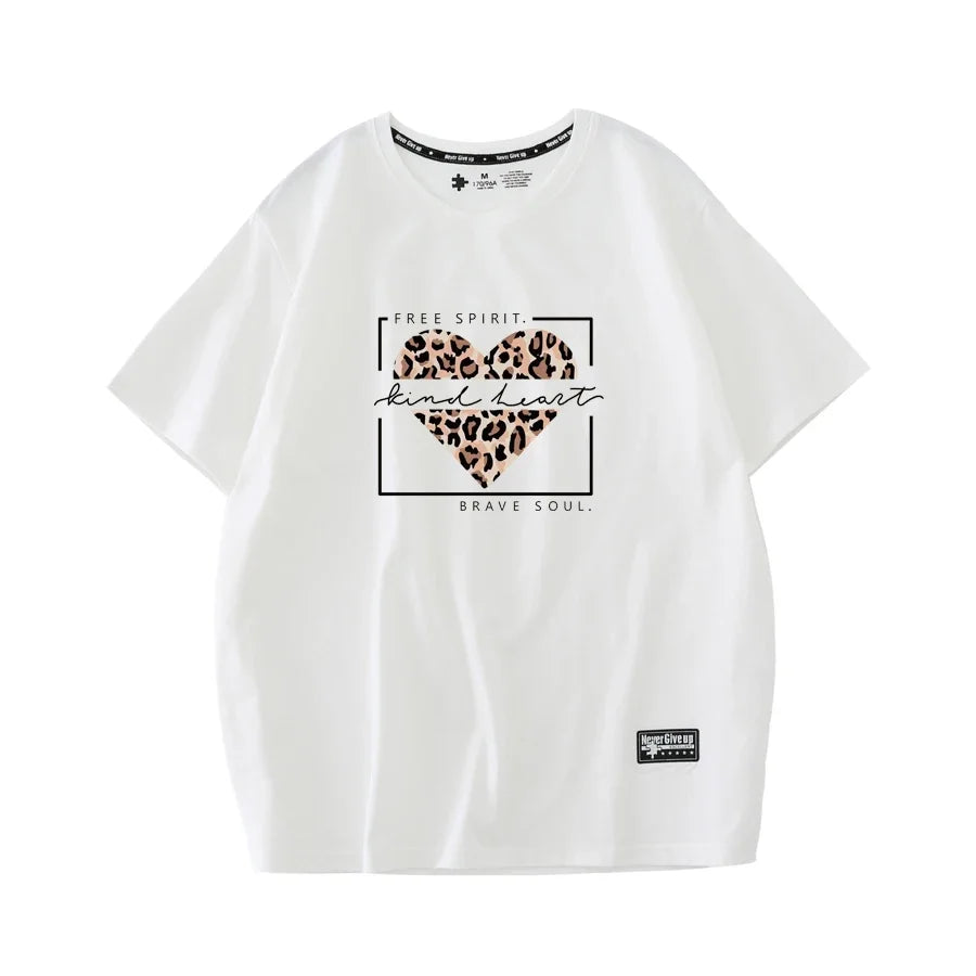 WAVLATII New Fashion Women Cotton T Shirts Female White Summer Leopard Print Tees Lady Green Short Sleeve Tops Clothes WT2227