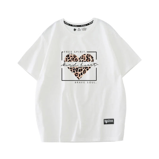 WAVLATII New Fashion Women Cotton T Shirts Female White Summer Leopard Print Tees Lady Green Short Sleeve Tops Clothes WT2227