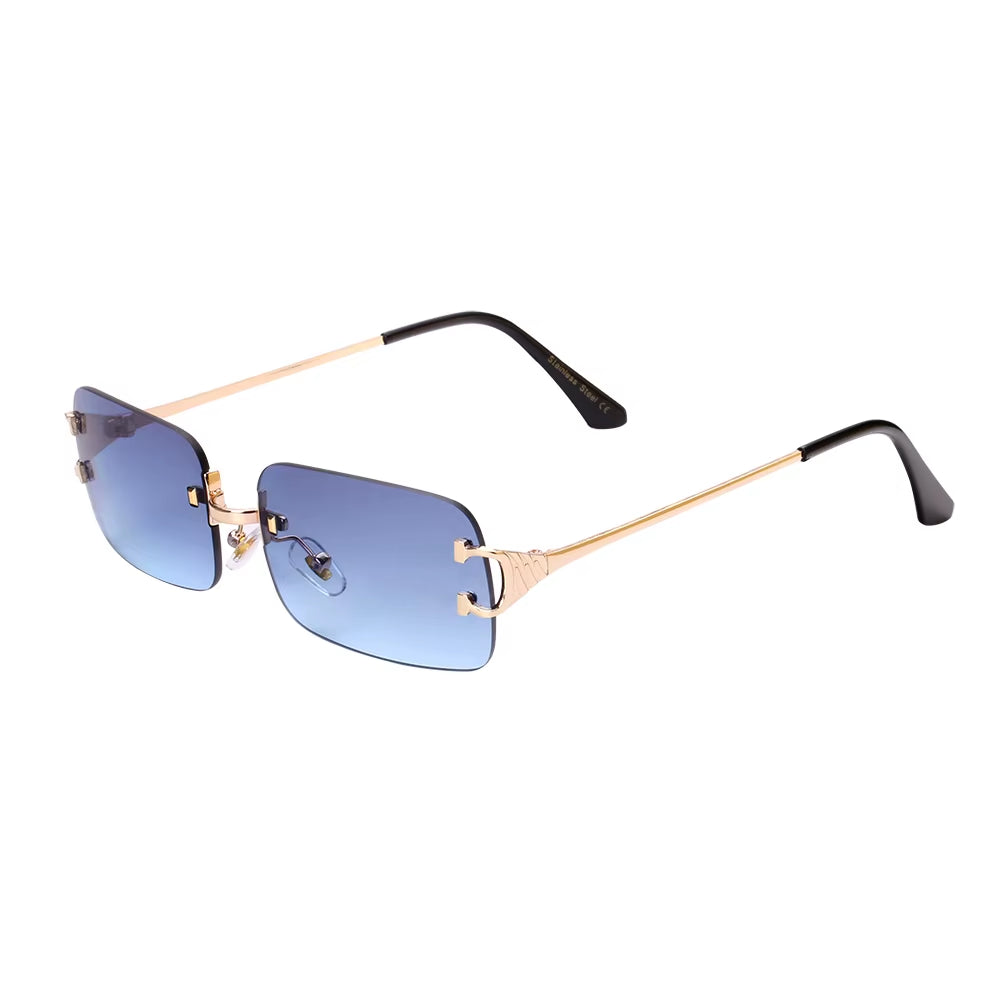 2025 Rimless Sunglasses UV400 Fashion Square Metal Glasses for Men Women Designer Man'S Brand Sun Shades for Outdoor