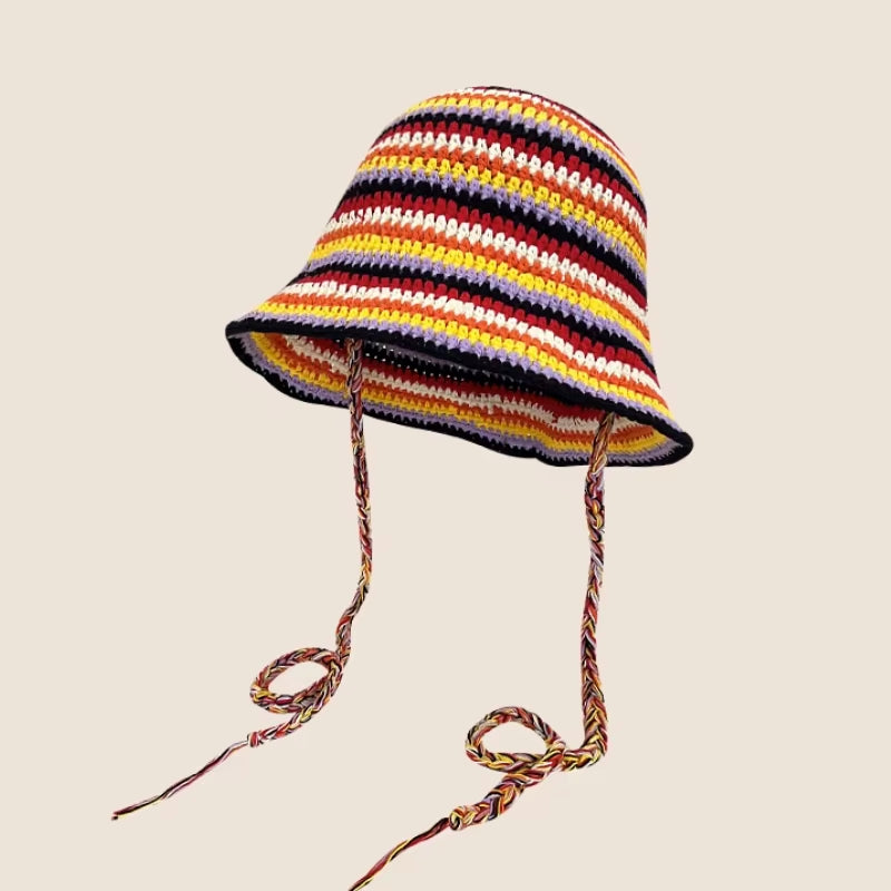2024 Spring New Crochet Hat Korean Handmade Bucket Hat Women'S Weaving Knitted Hat Y2K Fashion Flowers Autumn Winter Ins Beanies