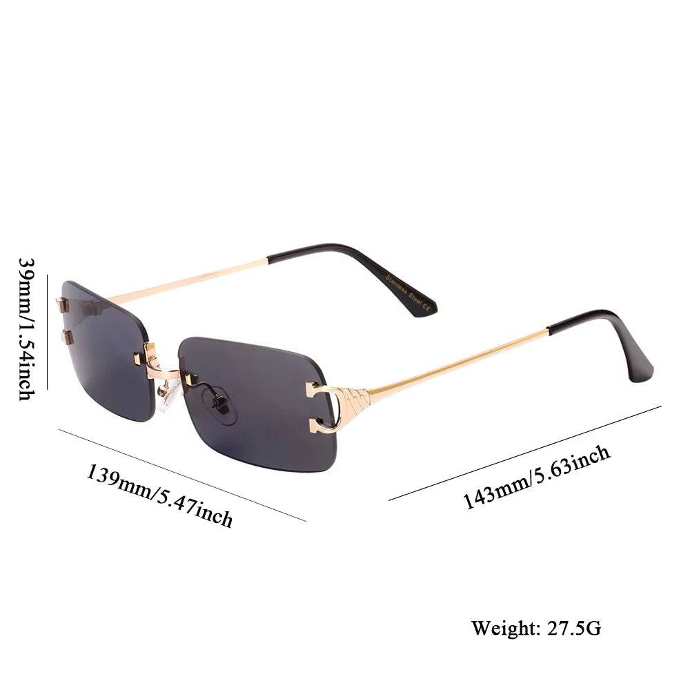 2025 Rimless Sunglasses UV400 Fashion Square Metal Glasses for Men Women Designer Man'S Brand Sun Shades for Outdoor